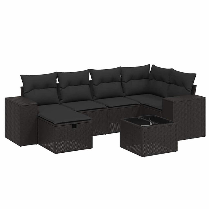 sofasæt til haven 7 dele med hynder polyrattan sort