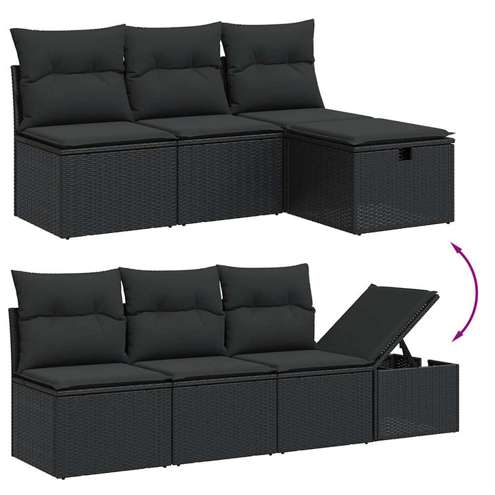 sofasæt til haven 7 dele med hynder polyrattan sort