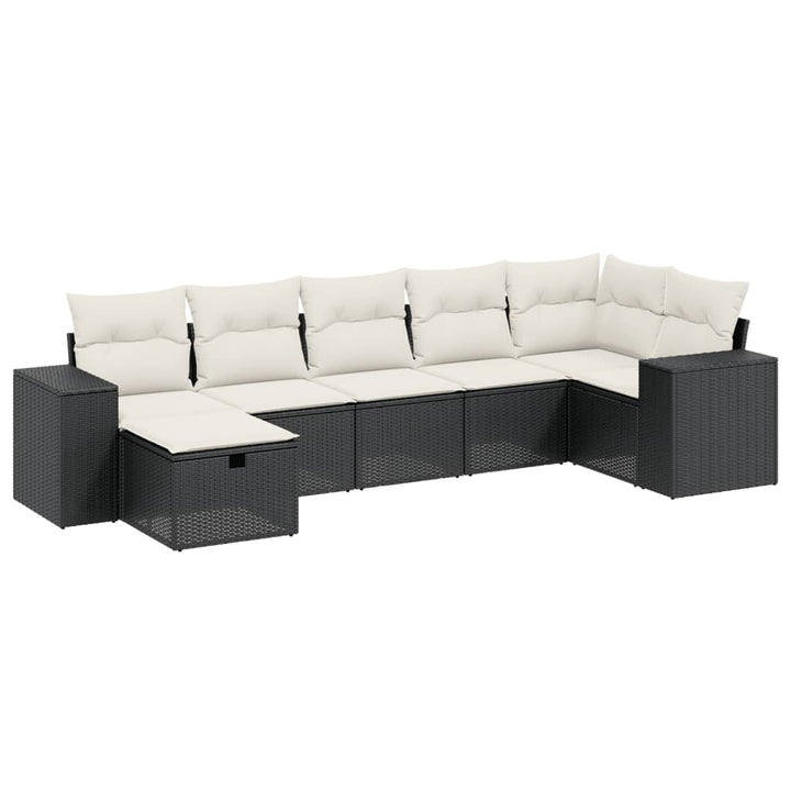 sofasæt til haven 7 dele med hynder polyrattan sort