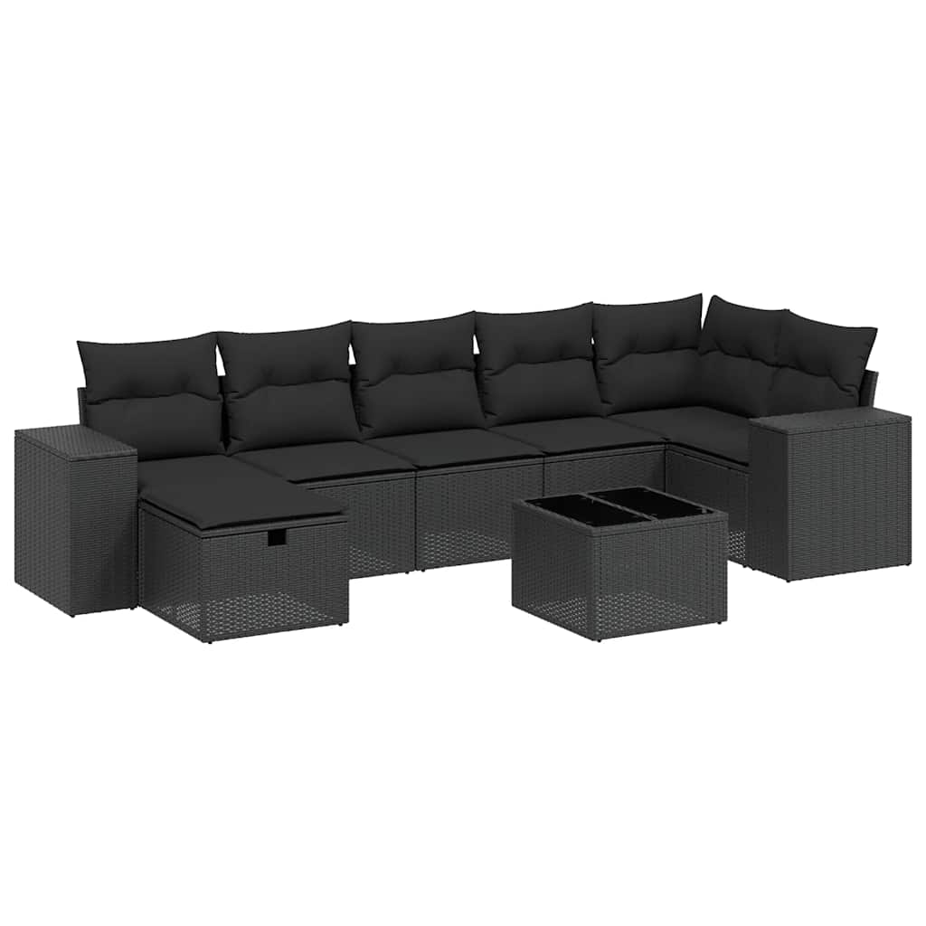 sofasæt til haven 8 dele med hynder polyrattan sort