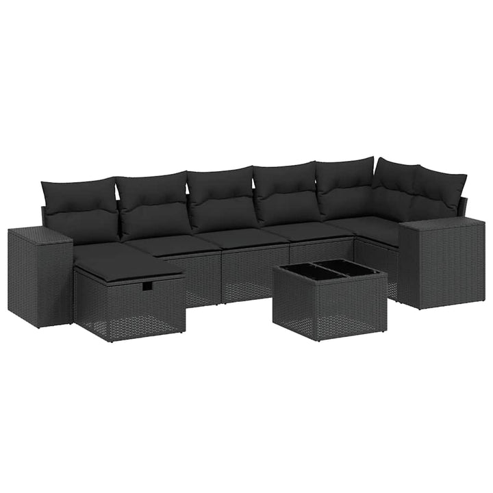 sofasæt til haven 8 dele med hynder polyrattan sort