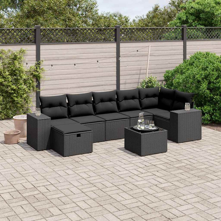 sofasæt til haven 8 dele med hynder polyrattan sort