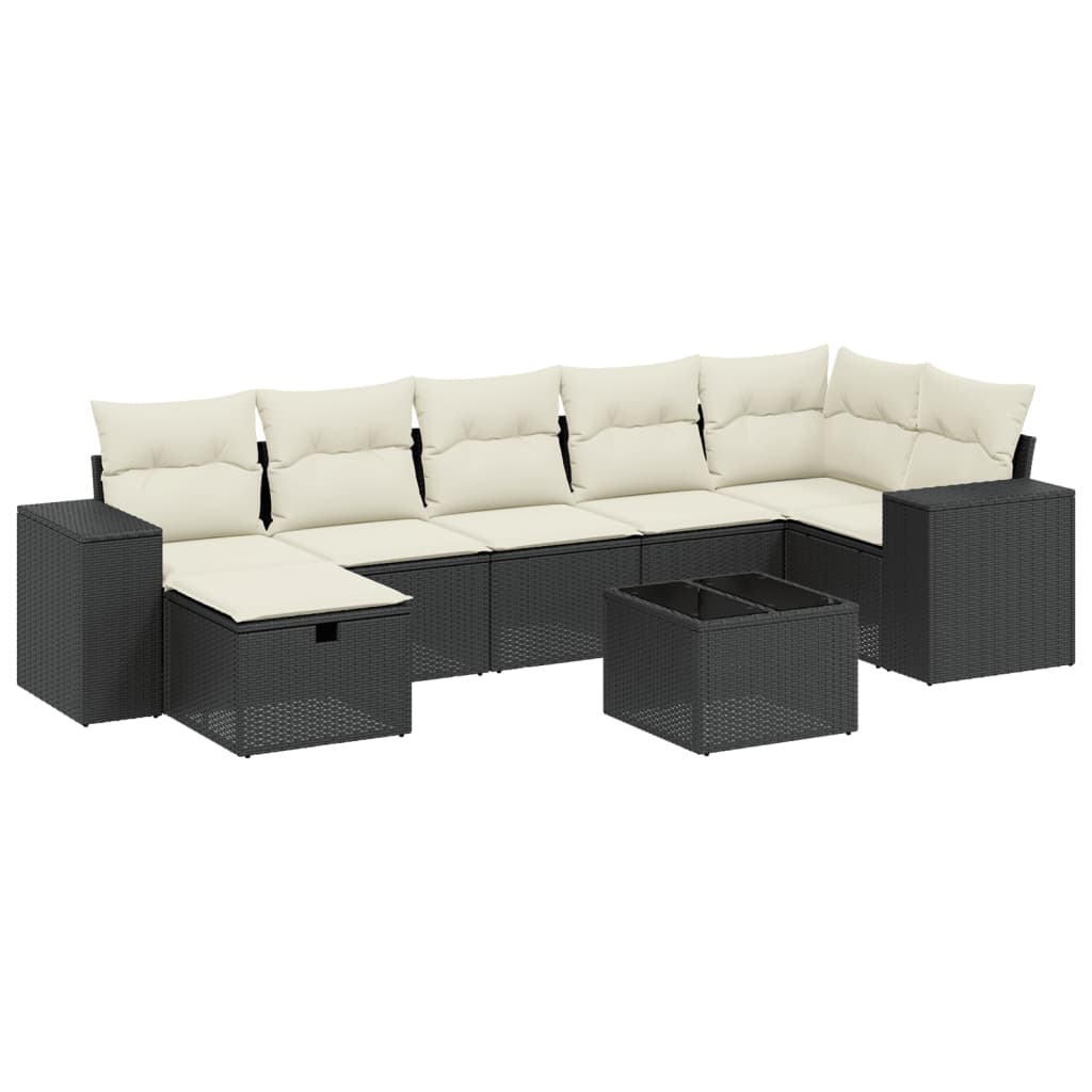 sofasæt til haven 8 dele med hynder polyrattan sort