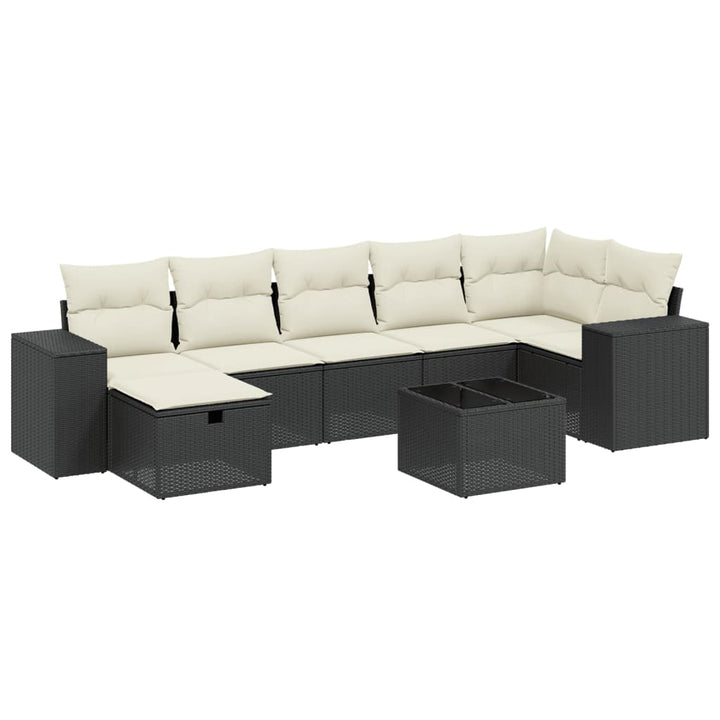 sofasæt til haven 8 dele med hynder polyrattan sort