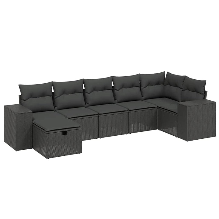sofasæt til haven 7 dele med hynder polyrattan sort