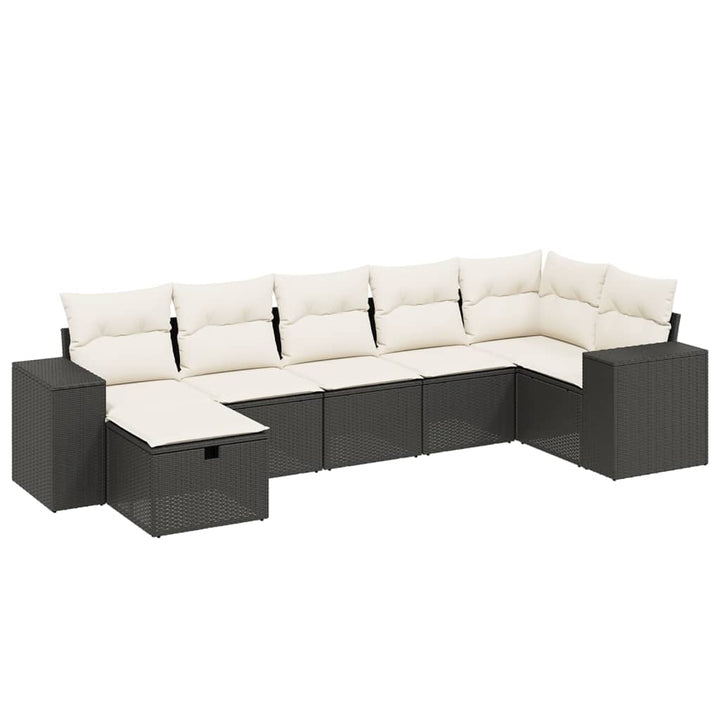 sofasæt til haven 7 dele med hynder polyrattan sort