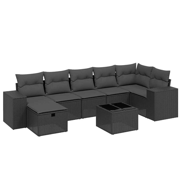 sofasæt til haven 8 dele med hynder polyrattan sort