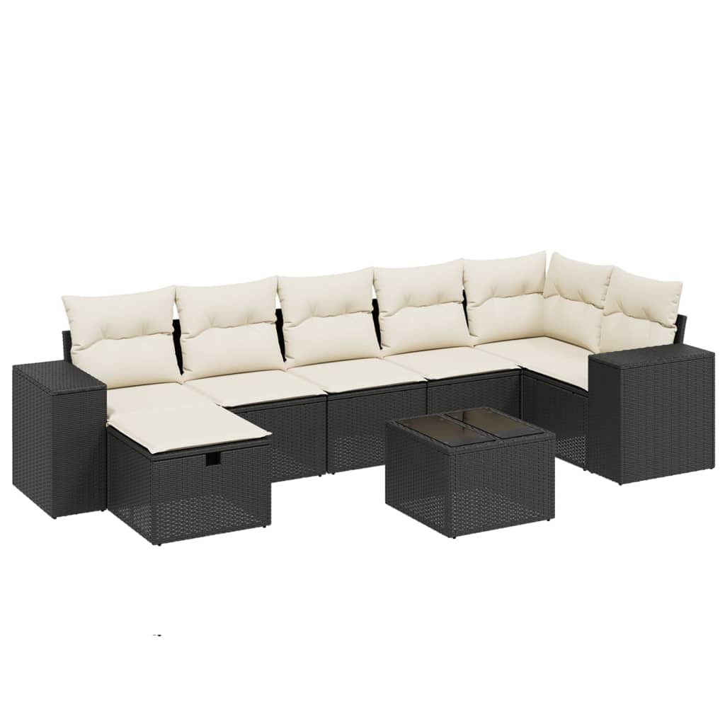 sofasæt til haven 8 dele med hynder polyrattan sort