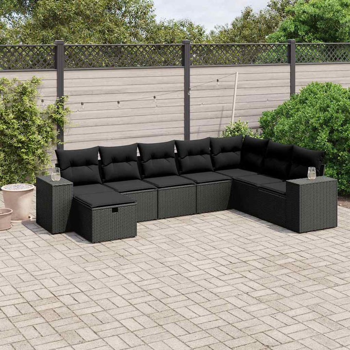 sofasæt til haven 8 dele med hynder polyrattan sort