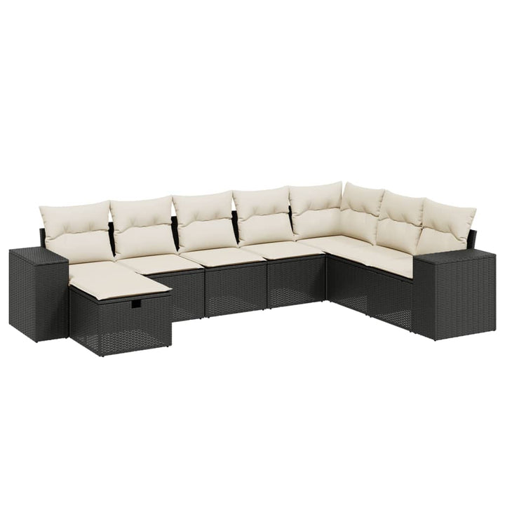 sofasæt til haven 8 dele med hynder polyrattan sort