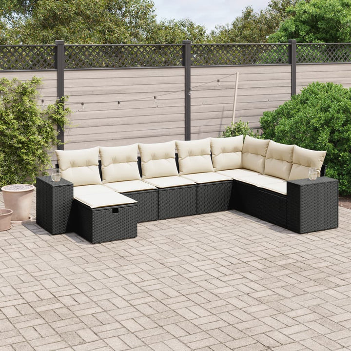 sofasæt til haven 8 dele med hynder polyrattan sort