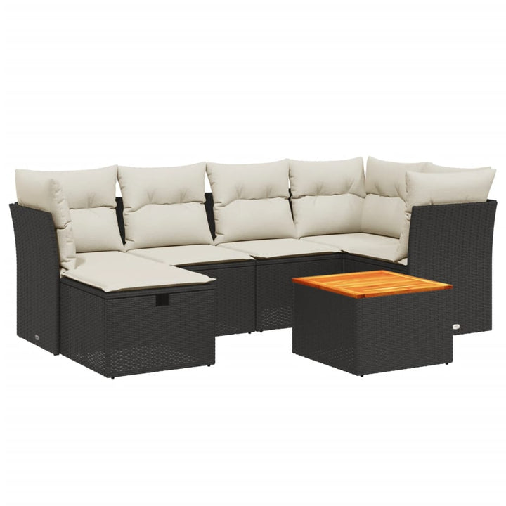 sofasæt til haven 7 dele med hynder polyrattan sort