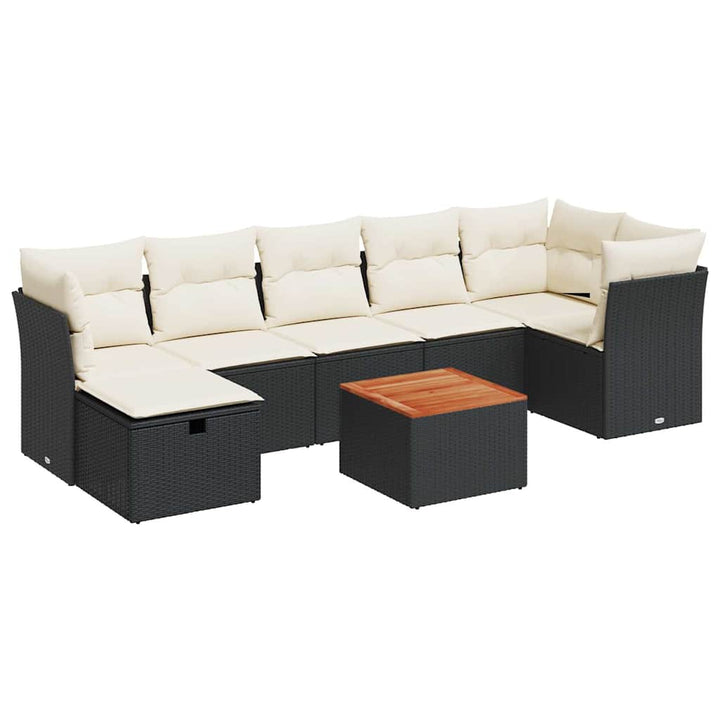 sofasæt til haven 8 dele med hynder polyrattan sort