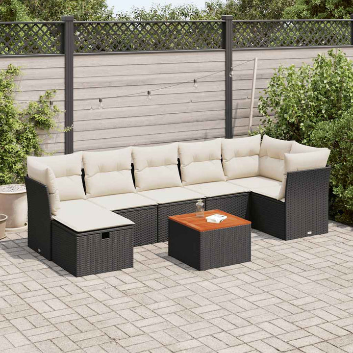 sofasæt til haven 8 dele med hynder polyrattan sort
