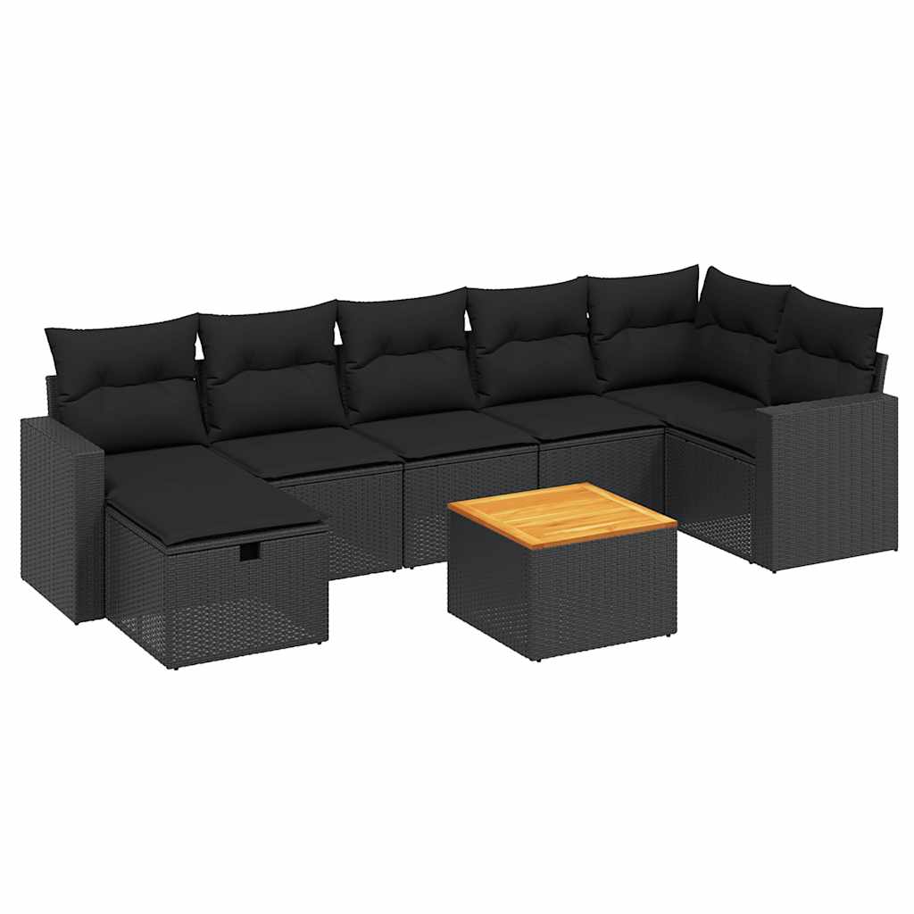 sofasæt til haven 8 dele med hynder polyrattan sort