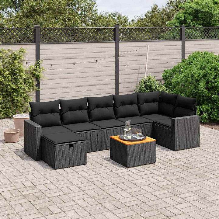 sofasæt til haven 8 dele med hynder polyrattan sort