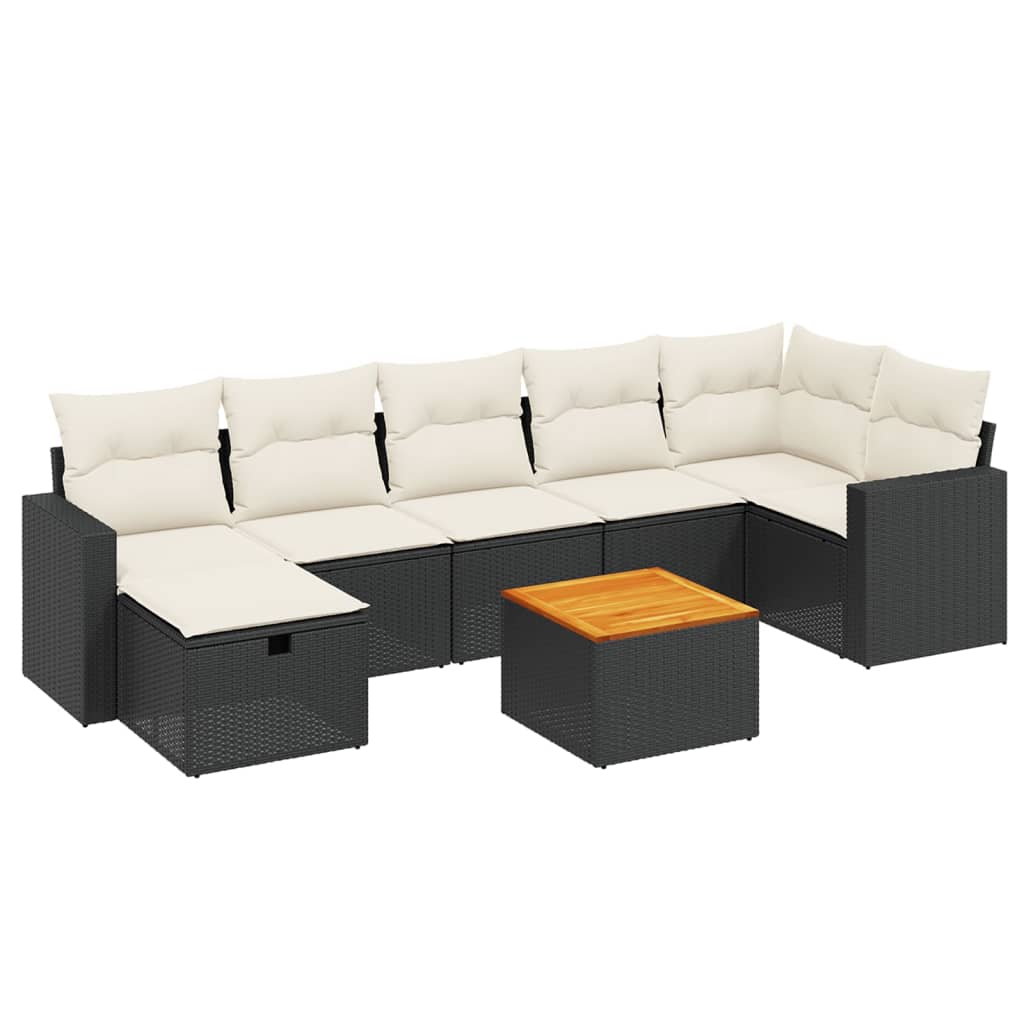 sofasæt til haven 8 dele med hynder polyrattan sort