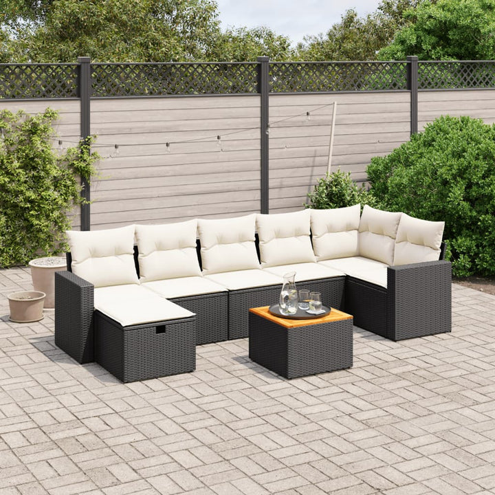 sofasæt til haven 8 dele med hynder polyrattan sort