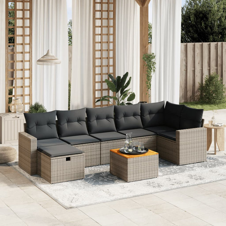 sofasæt til haven 8 dele med hynder polyrattan grå