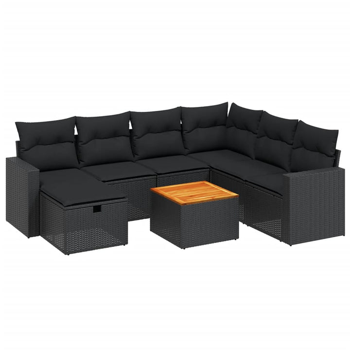 sofasæt til haven 8 dele med hynder polyrattan sort