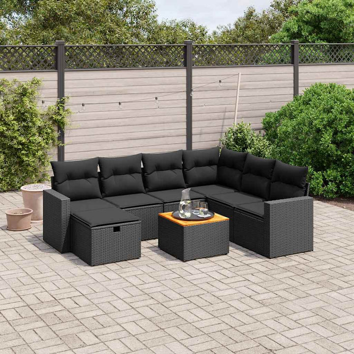 sofasæt til haven 8 dele med hynder polyrattan sort