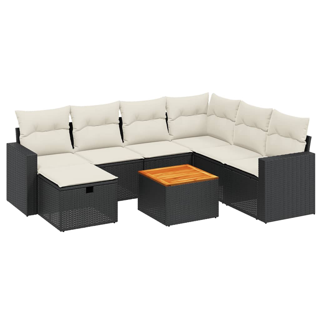 sofasæt til haven 8 dele med hynder polyrattan sort
