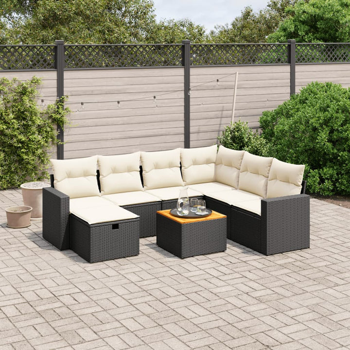 sofasæt til haven 8 dele med hynder polyrattan sort