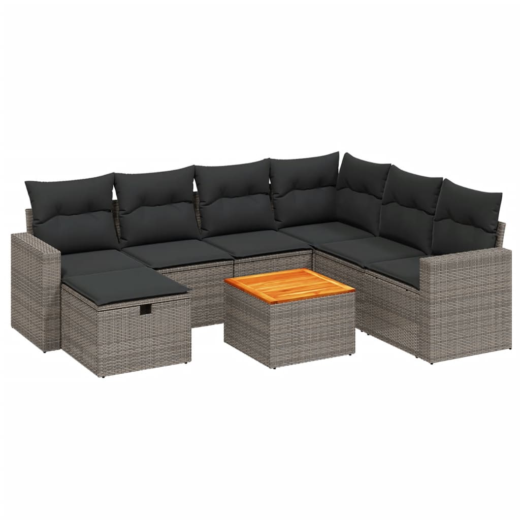 sofasæt til haven 8 dele med hynder polyrattan grå