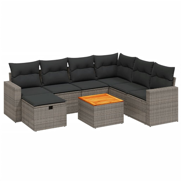 sofasæt til haven 8 dele med hynder polyrattan grå