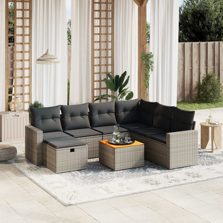 sofasæt til haven 8 dele med hynder polyrattan grå