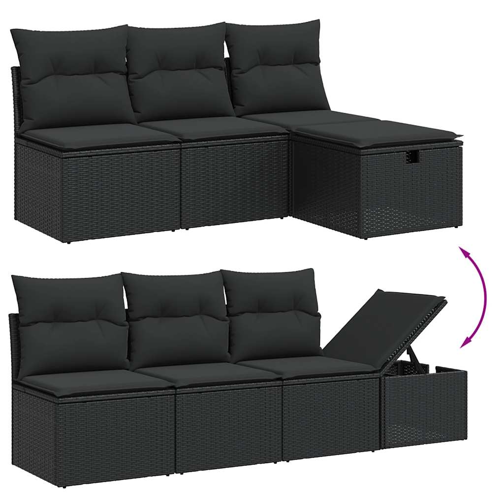 sofasæt til haven 9 dele med hynder polyrattan sort