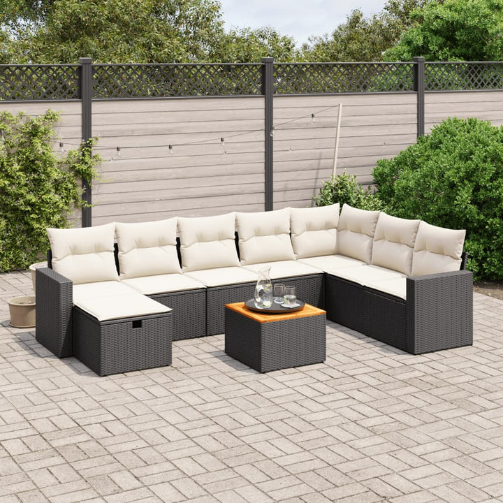 sofasæt til haven 9 dele med hynder polyrattan sort