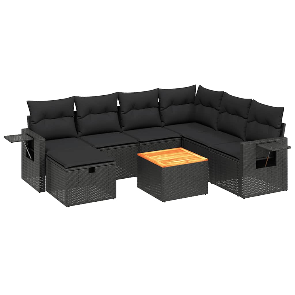 sofasæt til haven 8 dele med hynder polyrattan sort