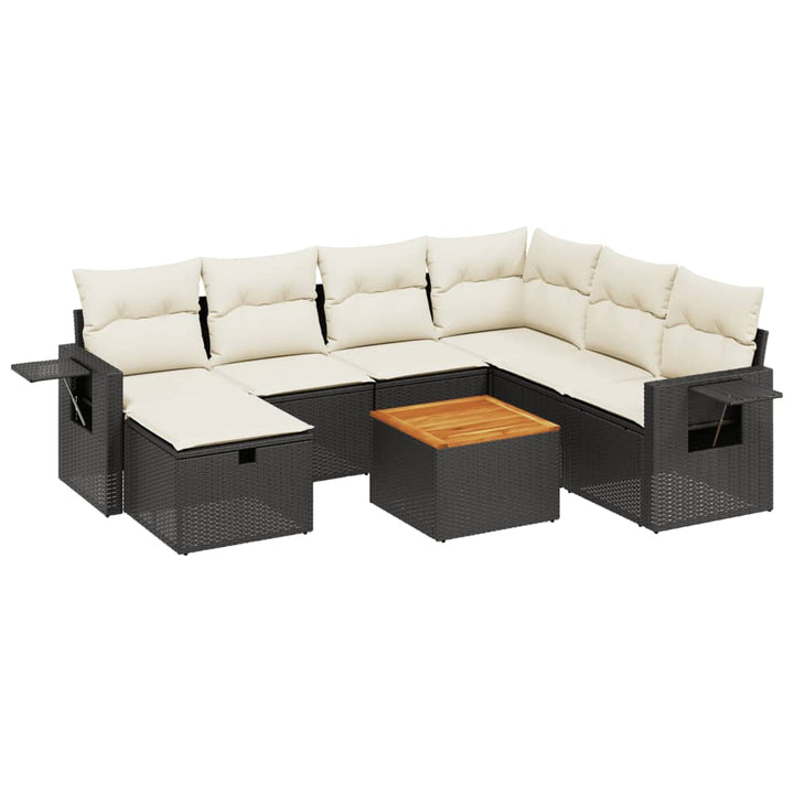 sofasæt til haven 8 dele med hynder polyrattan sort