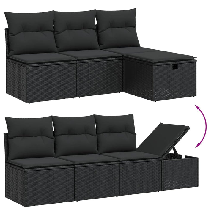 sofasæt til haven 9 dele med hynder polyrattan sort