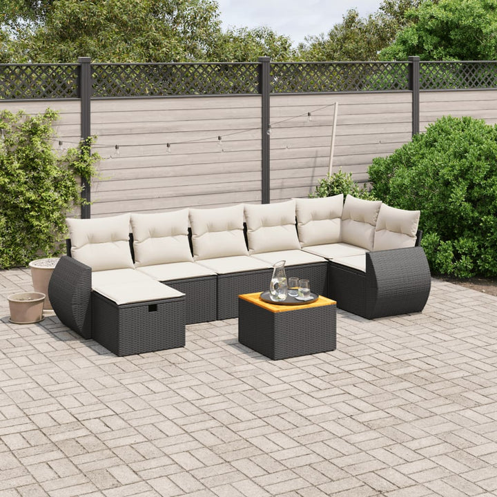 sofasæt til haven 8 dele med hynder polyrattan sort