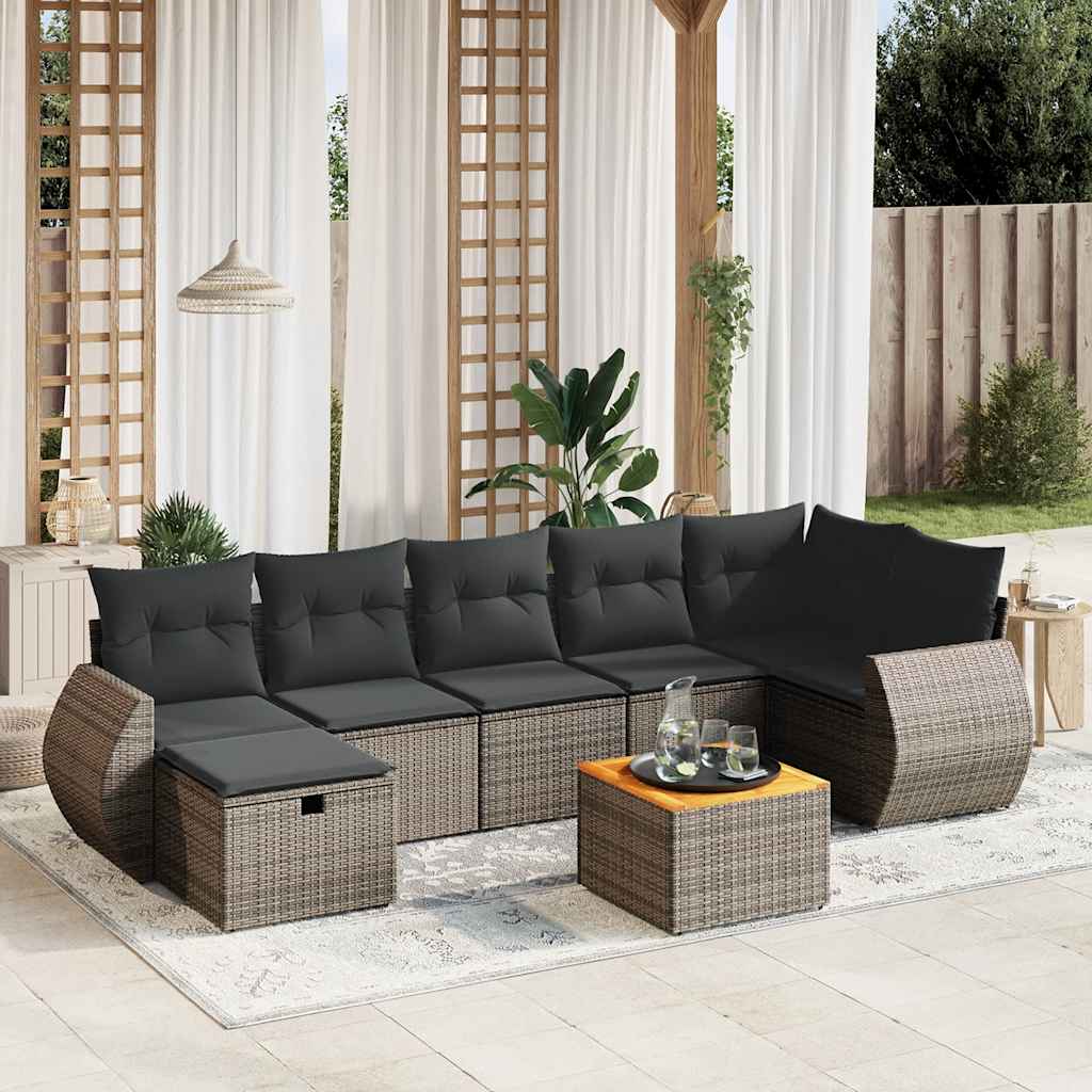 sofasæt til haven 8 dele med hynder polyrattan grå
