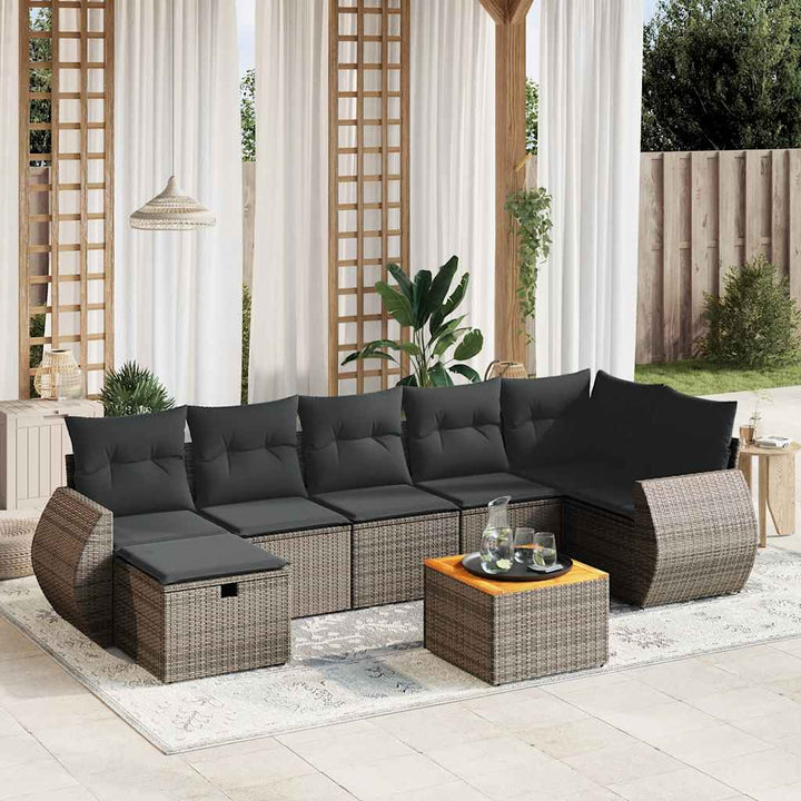 sofasæt til haven 8 dele med hynder polyrattan grå