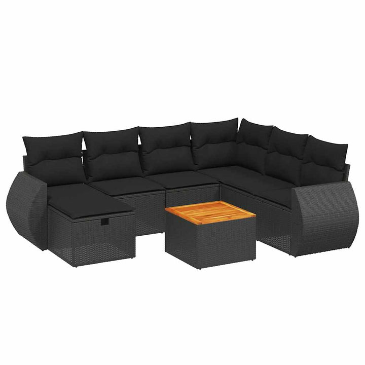 sofasæt til haven 8 dele med hynder polyrattan sort