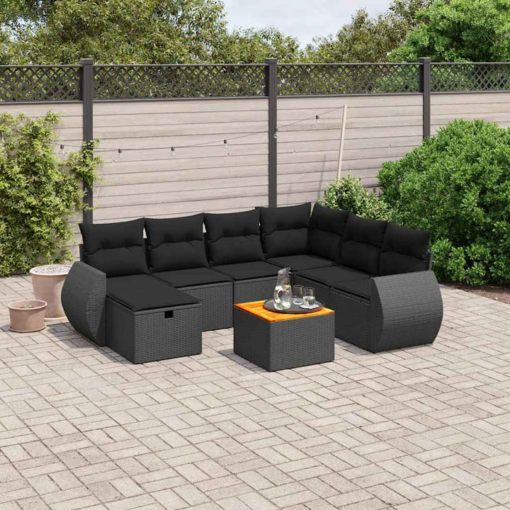 sofasæt til haven 8 dele med hynder polyrattan sort