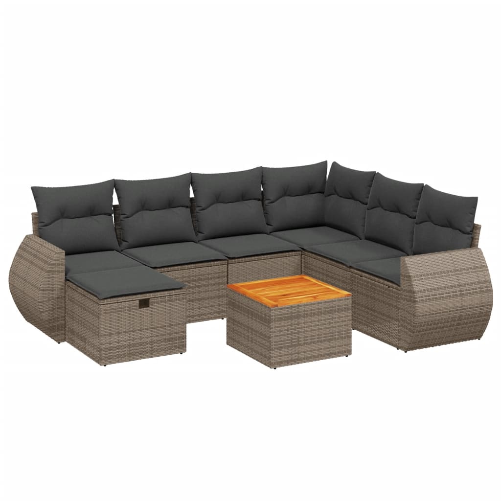 sofasæt til haven 8 dele med hynder polyrattan grå