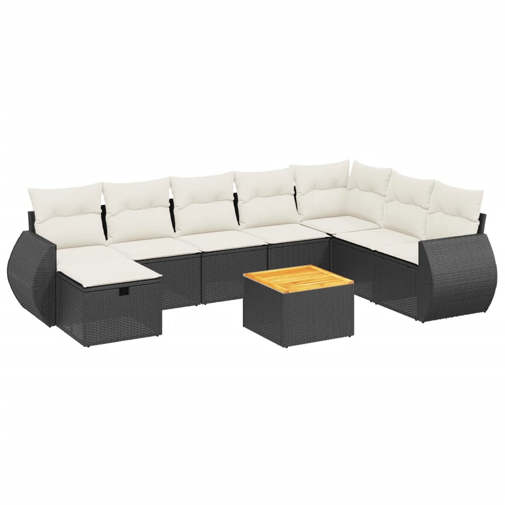 sofasæt til haven 9 dele med hynder polyrattan sort