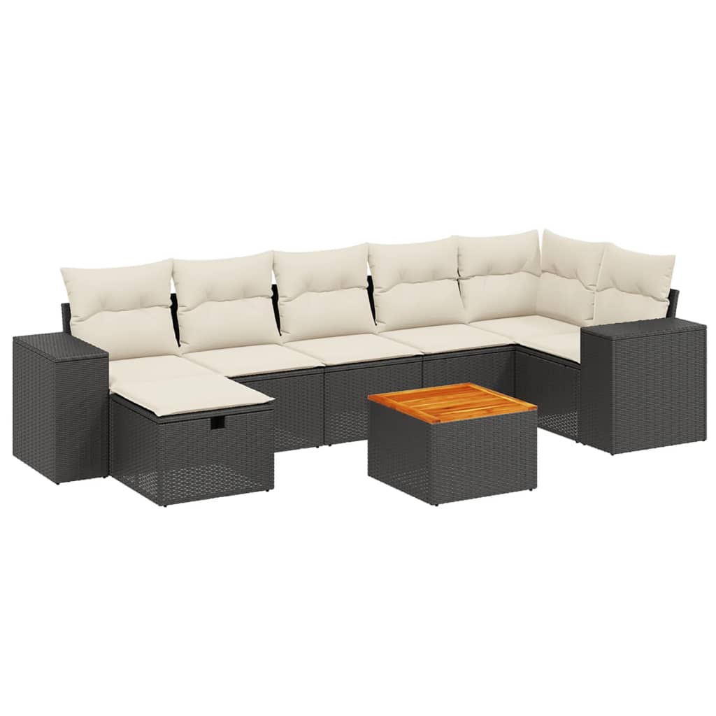 sofasæt til haven 8 dele med hynder polyrattan sort