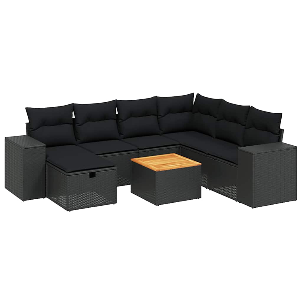 sofasæt til haven 8 dele med hynder polyrattan sort