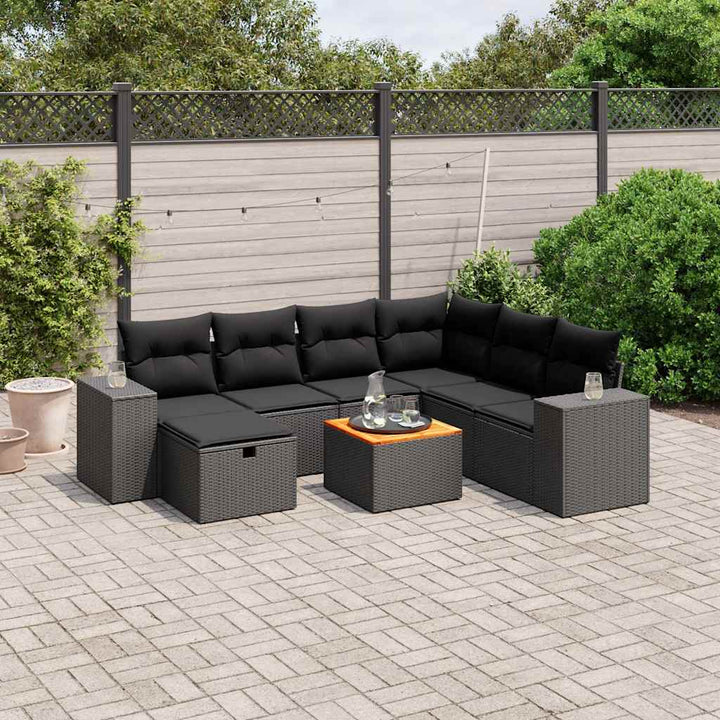 sofasæt til haven 8 dele med hynder polyrattan sort
