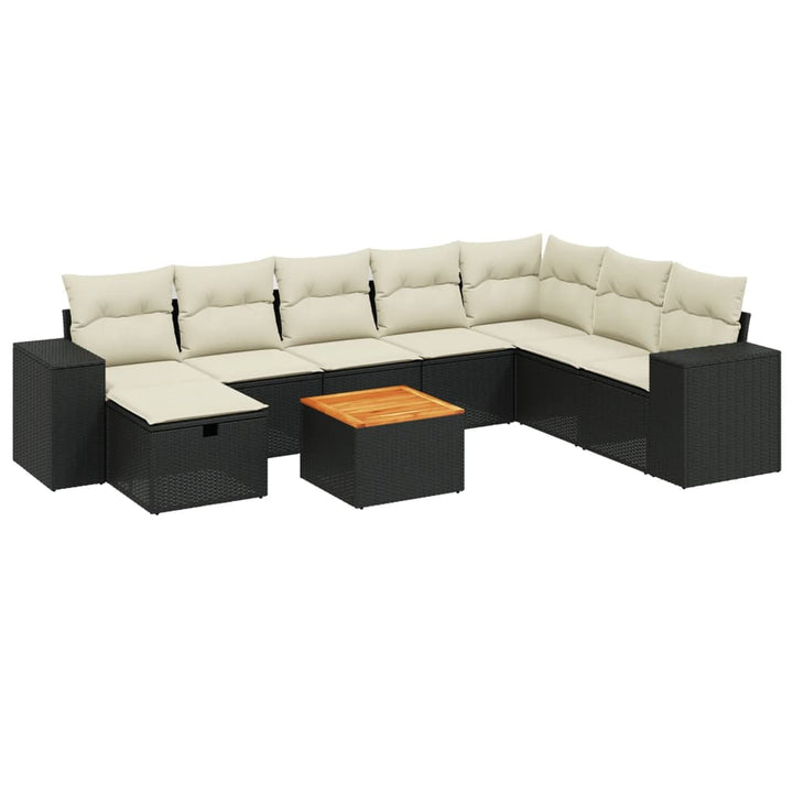 sofasæt til haven 9 dele med hynder polyrattan sort