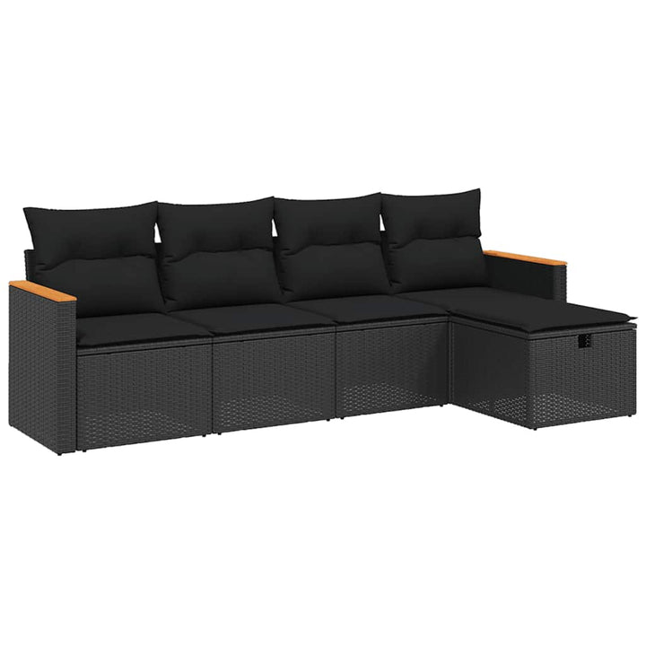 sofasæt til haven 5 dele med hynder polyrattan sort
