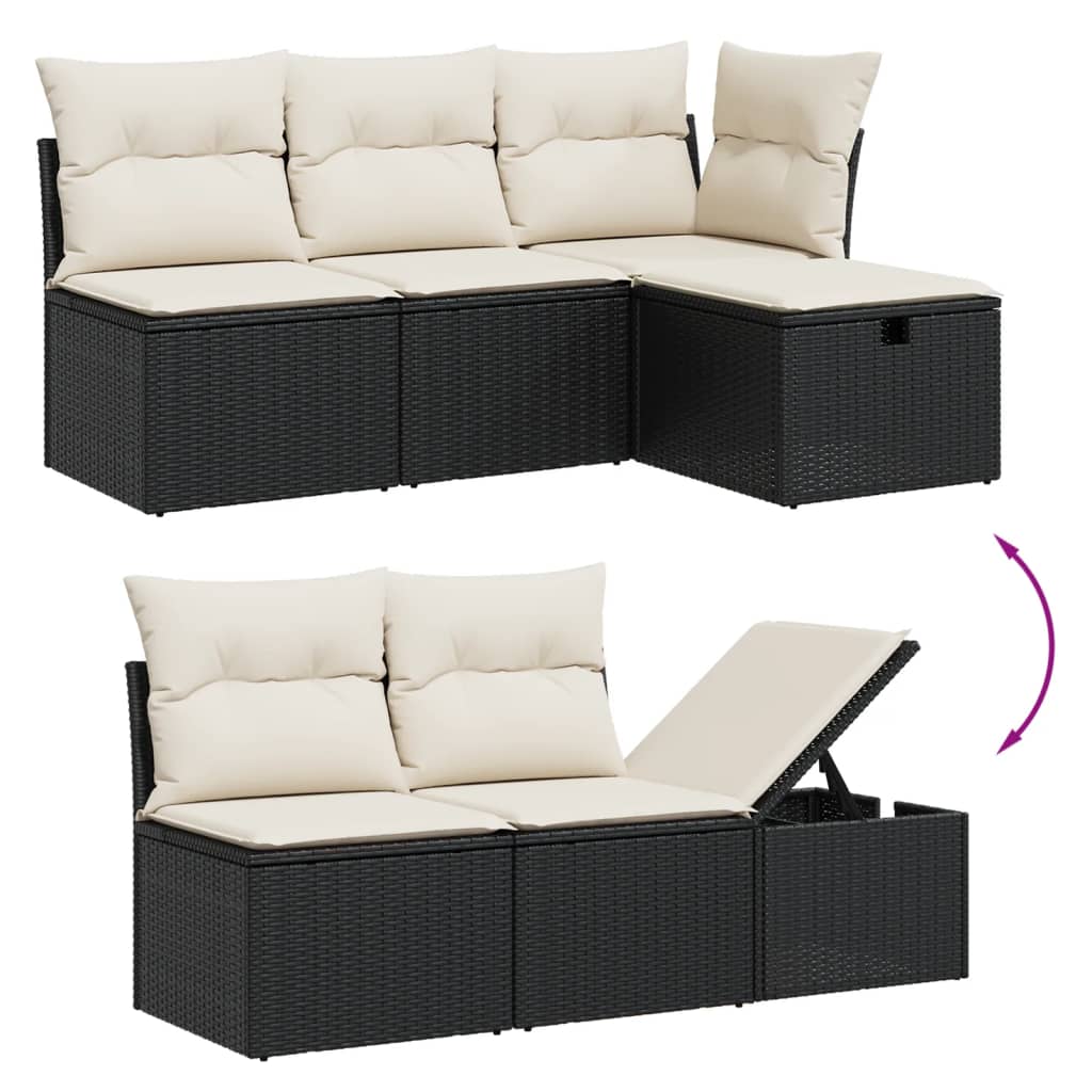 sofasæt til haven 5 dele med hynder polyrattan sort