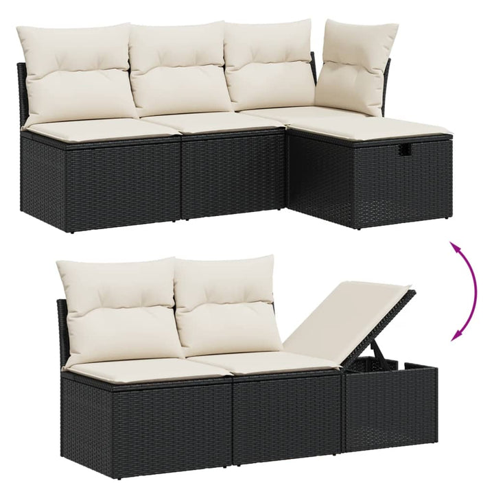 sofasæt til haven 5 dele med hynder polyrattan sort