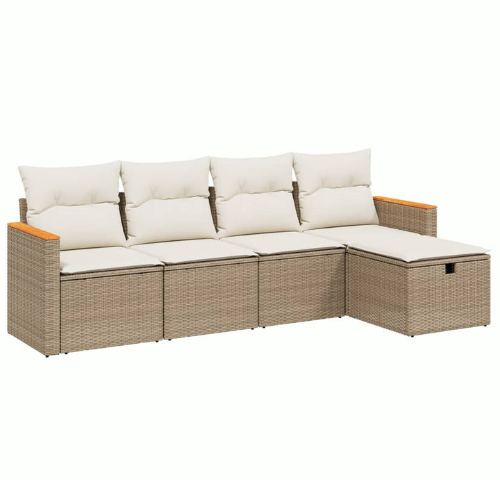 sofasæt til haven 5 dele med hynder polyrattan beige
